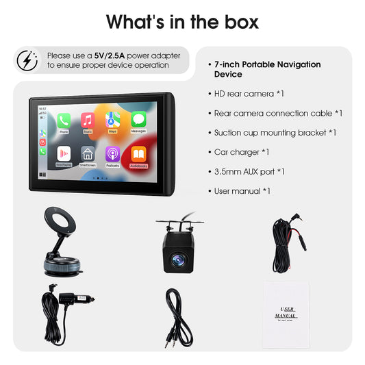 KTX 7" Portable Wireless CarPlay Touch Screen