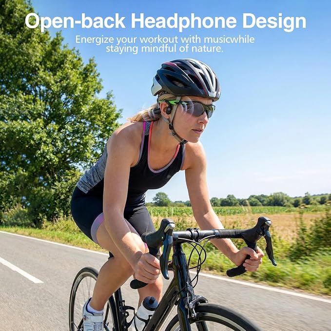 JACKSPACE IP68 Waterproof Bone Conduction Headphones, Bluetooth 6.0, Swimming & Sports, Green