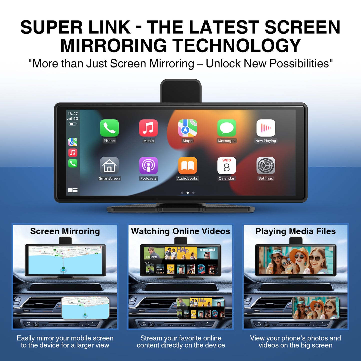 KTX 10.26" Portable CarPlay & Android Auto Display – 4K Dash Cam