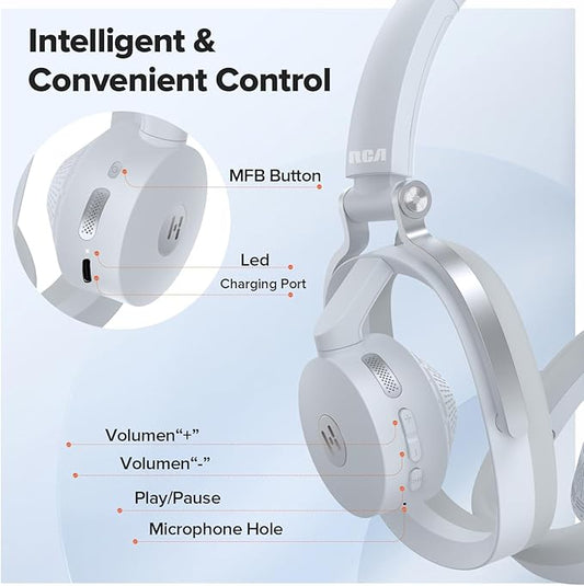 RCA Bluetooth Over-Ear Headphones, 40H Playtime