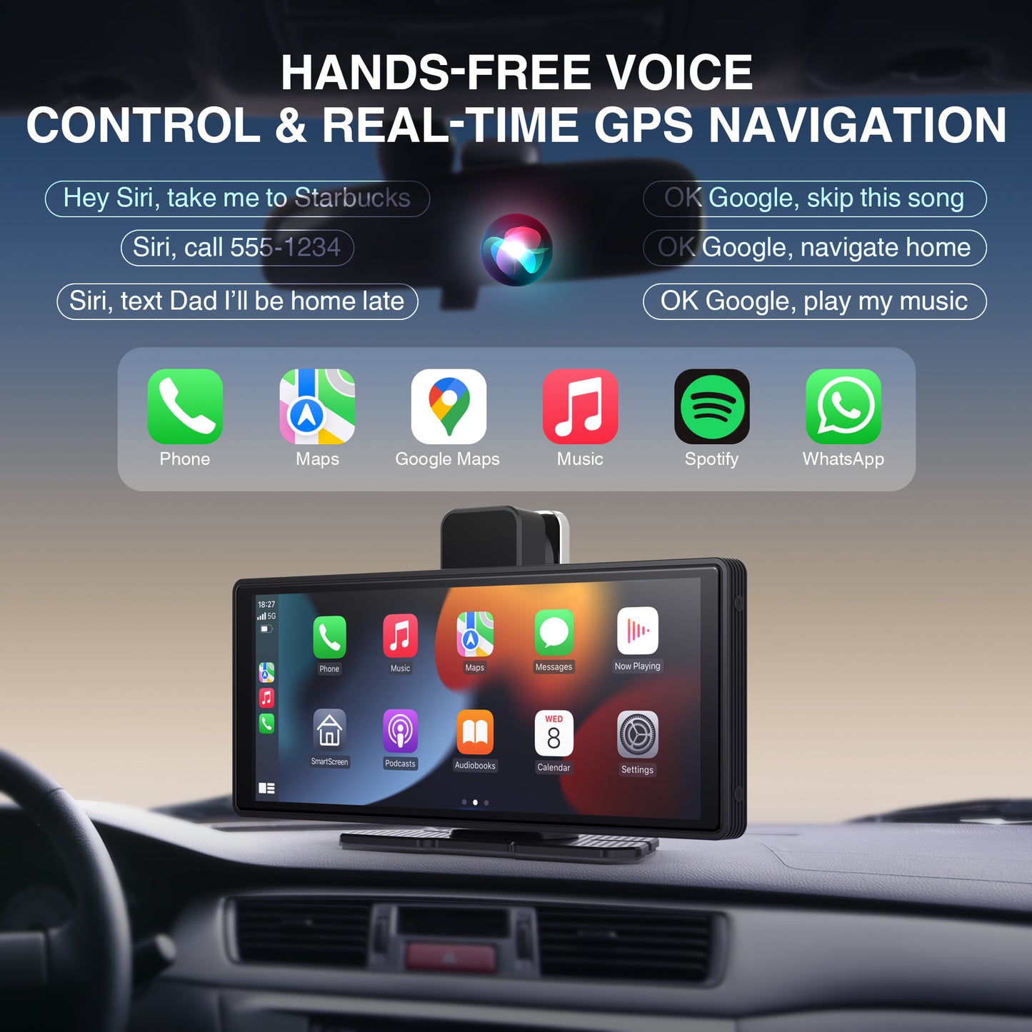 KTX 10.26" Portable CarPlay & Android Auto Display – 4K Dash Cam