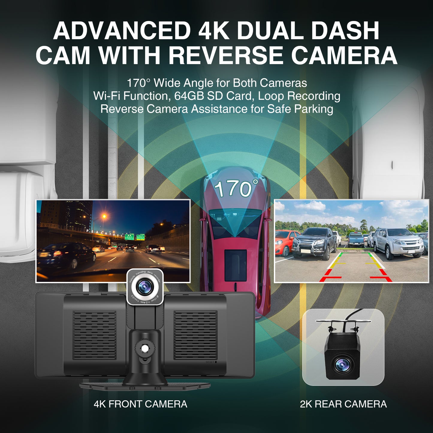 KTX 10.26" Portable CarPlay & Android Auto Display – 4K Dash Cam