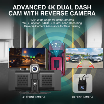 KTX 10.26" Portable CarPlay & Android Auto Display – 4K Dash Cam