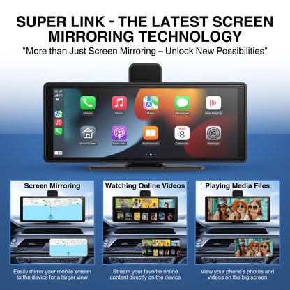 KTX 10.26" Portable CarPlay & Android Auto Display – 4K Dash Cam